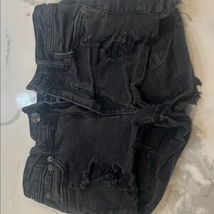 Aeropostale Black Distressed Denim Shorts